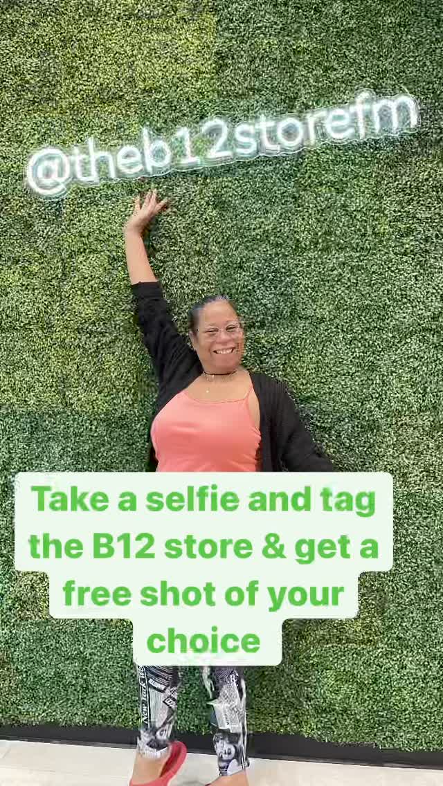 Take a selfie and tag the B12 store & get a free shot of your choice with any purchase, #b12store #healthylifestyle #brainhealth #mentalhealthawareness #memorialdayweekend | Edison Mall