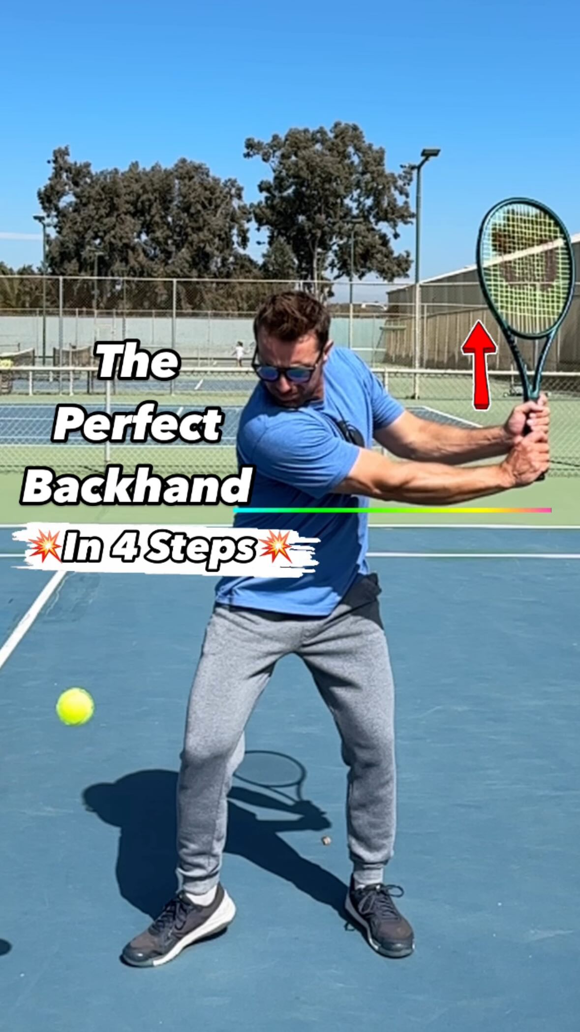 💥The Perfect Backhand💥 Follow these 4 steps to 📈🔥‼️ 1. High racket ...