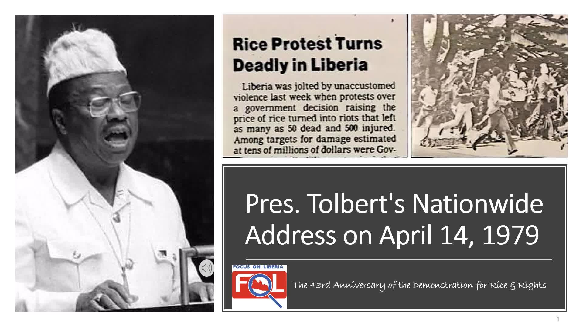43 years since the Rice Protest in Monrovia organized by Gabriel Baccus ...