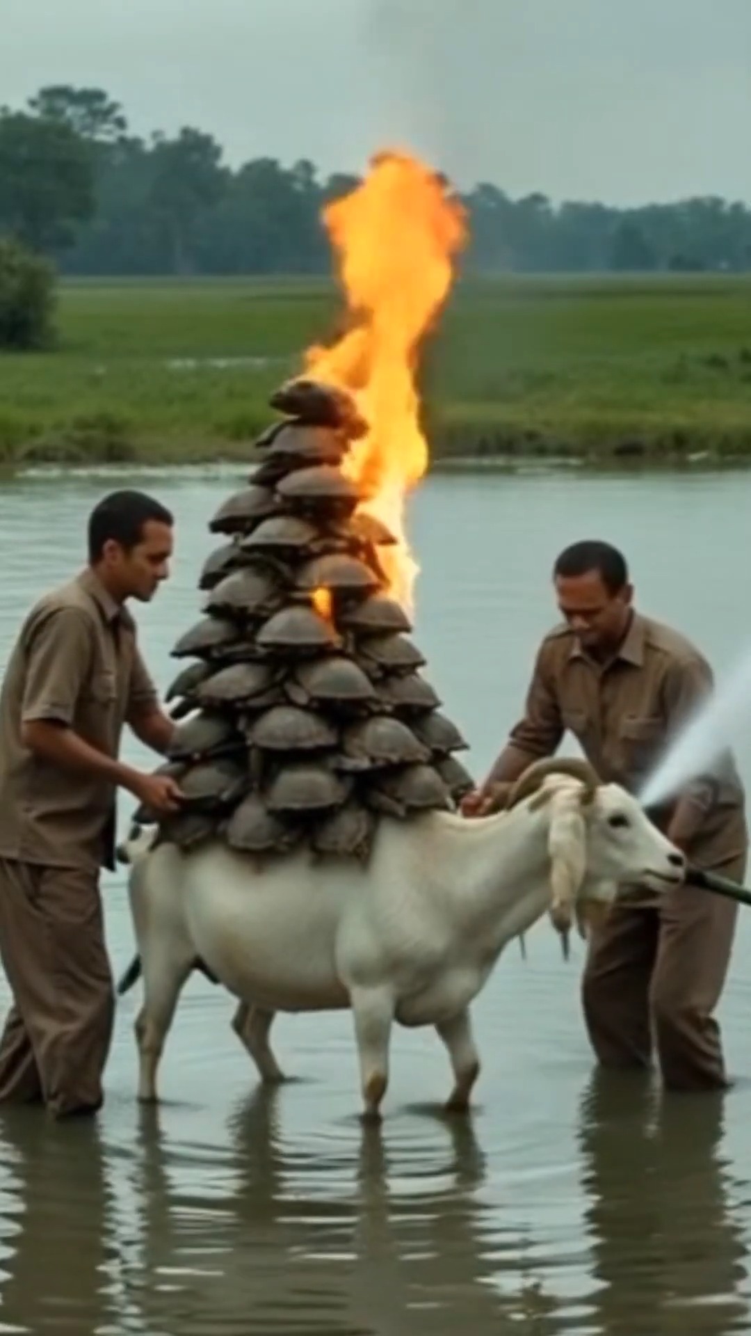 goat fell into huge turtles lake saved by brave rescue team #humanity # ...