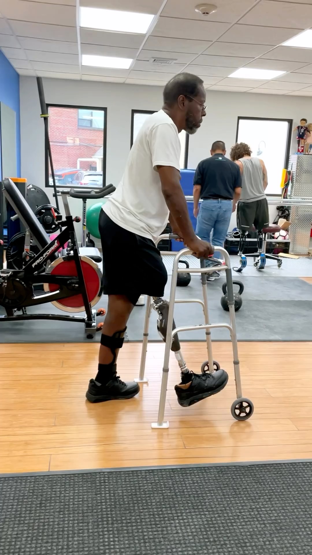 At 59 years old, Larry, a new above-knee and partial-foot amputee, is ...