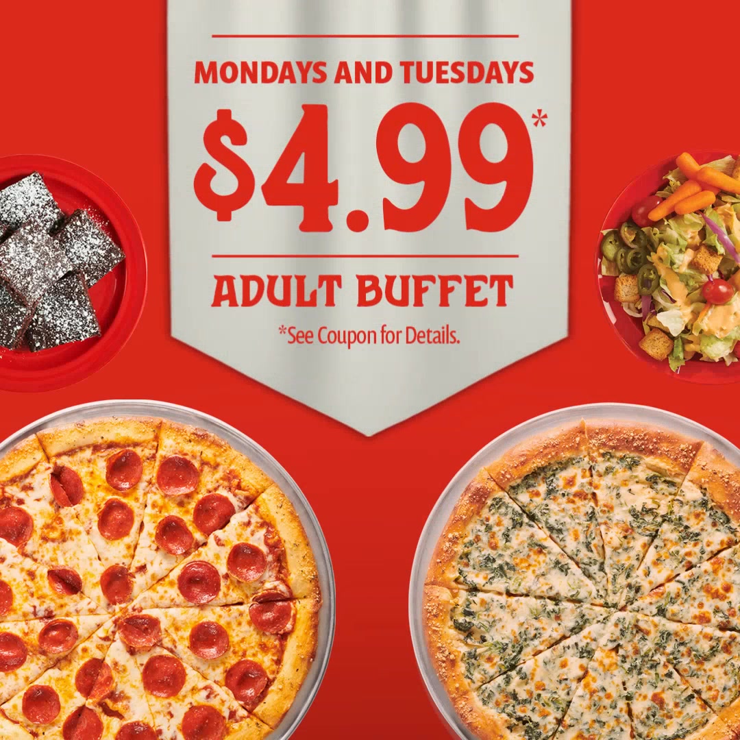 Raise the $4.99 buffet banner! Mondays & Tuesdays at Cicis mean