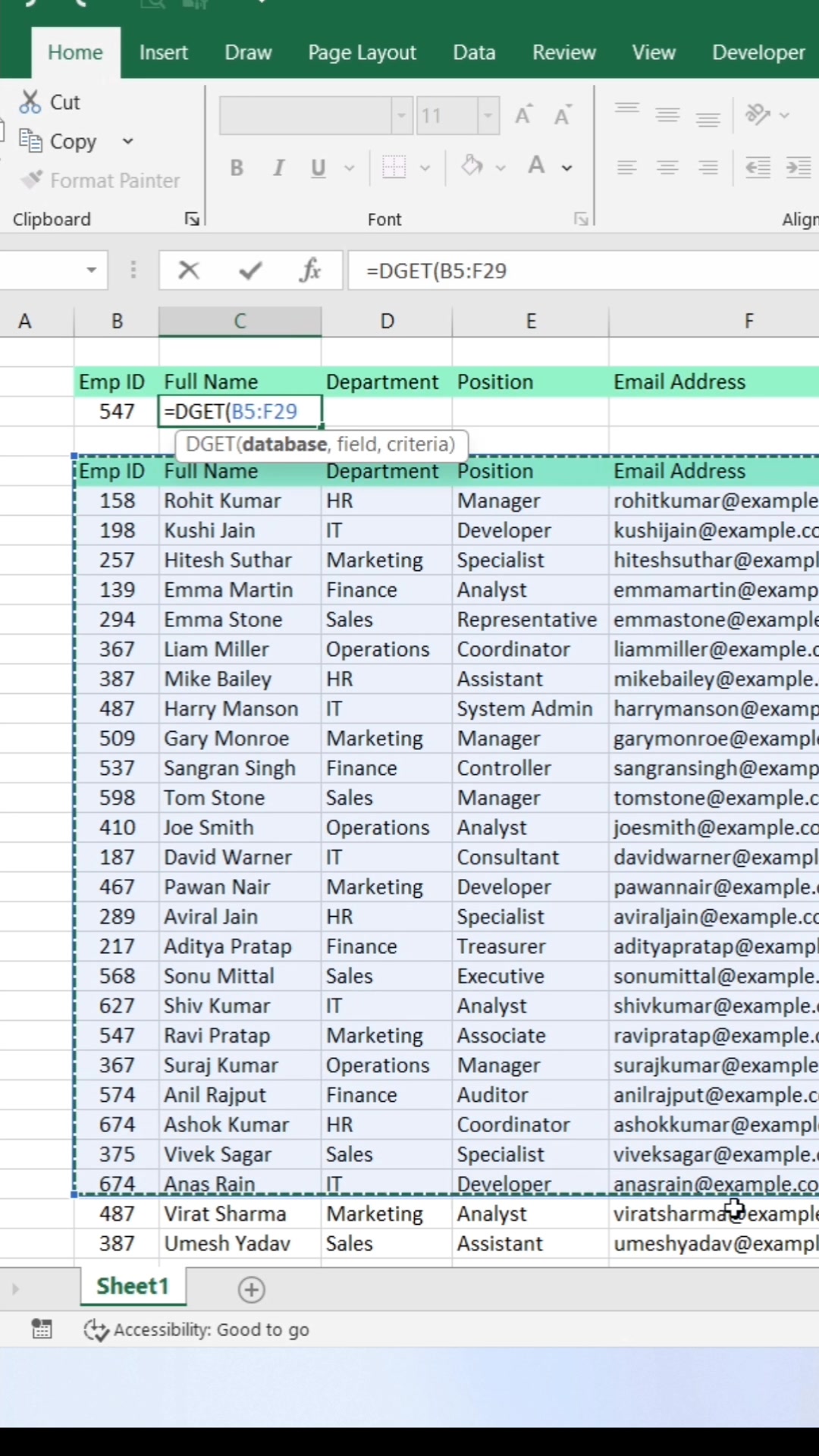 =DGET Function in Excel 😀 #exceltips #exceltricks #exceltutorial # ...
