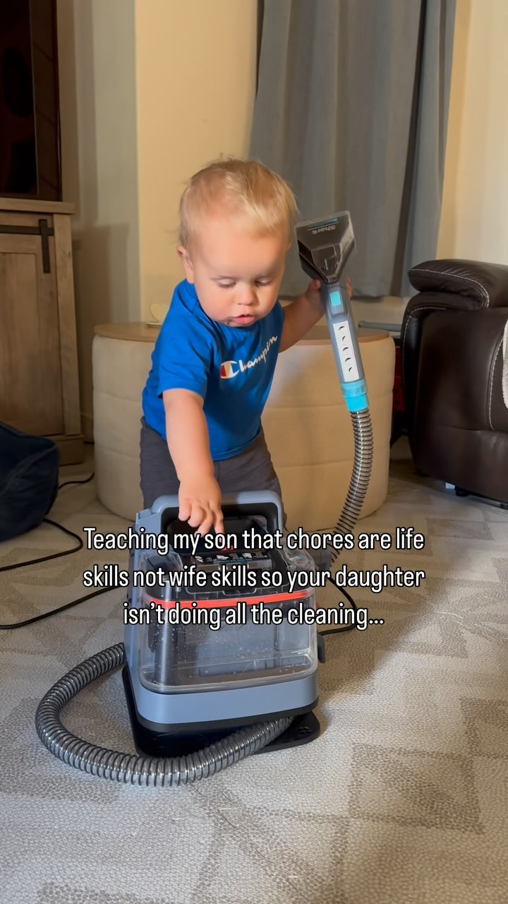 This was when baby Reece discovered the upholstery cleaner a few months ...