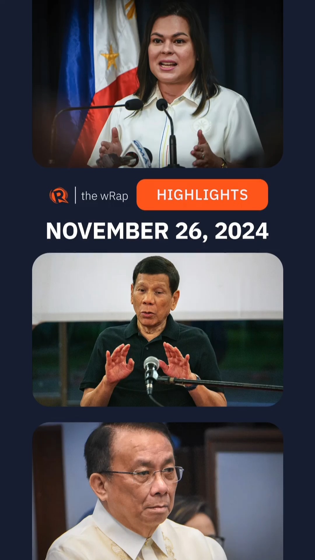 Today’s headlines: Sara Duterte, Rodigro Duterte, Malacanang response ...