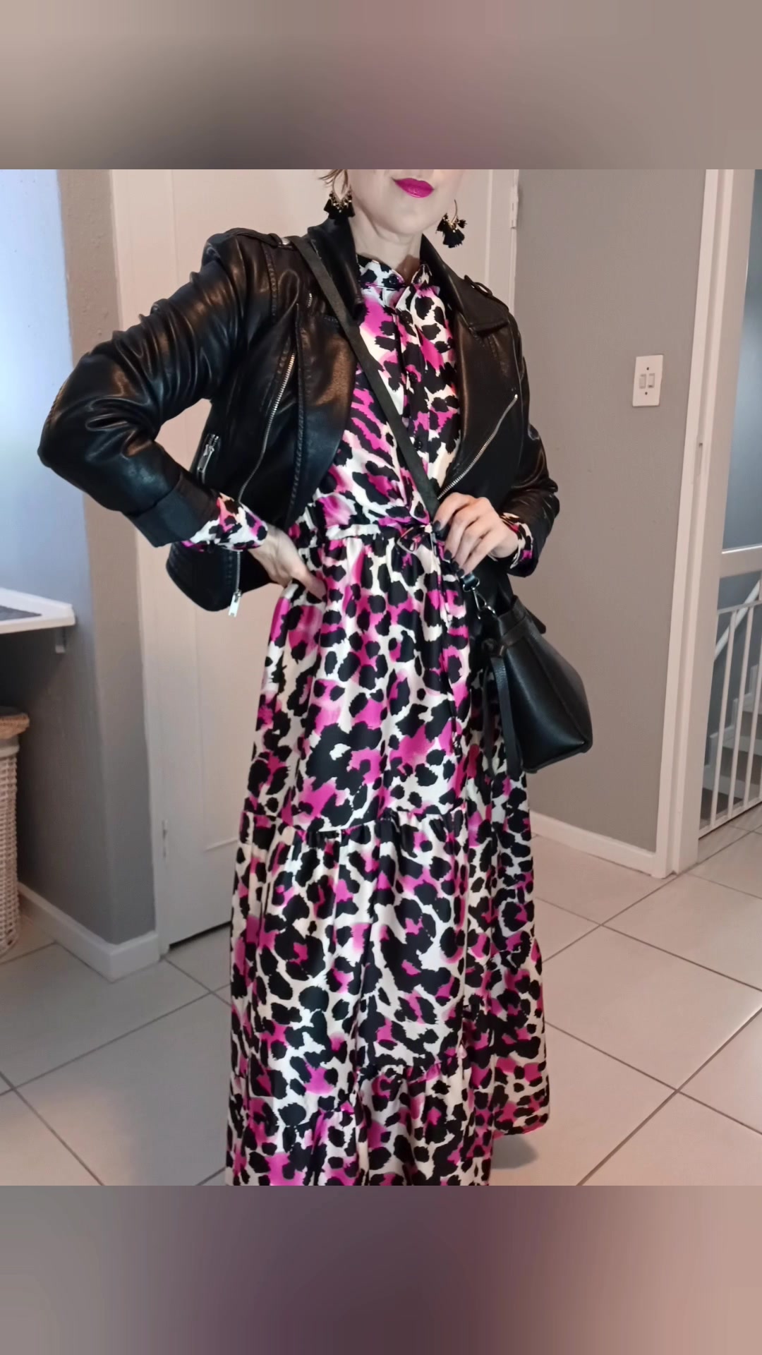 pink dress with black leather jacket 🌹 Styling Deadly to be Casual 🌹 Following on from Claudia's great styling advice, my top tip for styling a Deadly to be more casual (but also great for keeping warm) what colour jacket to wear with pink dress