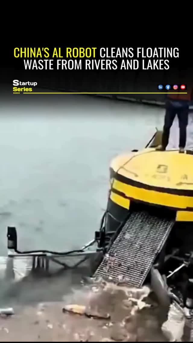 🇨🇳 China has unveiled a smart AI-powered water surface cleaning robot ...