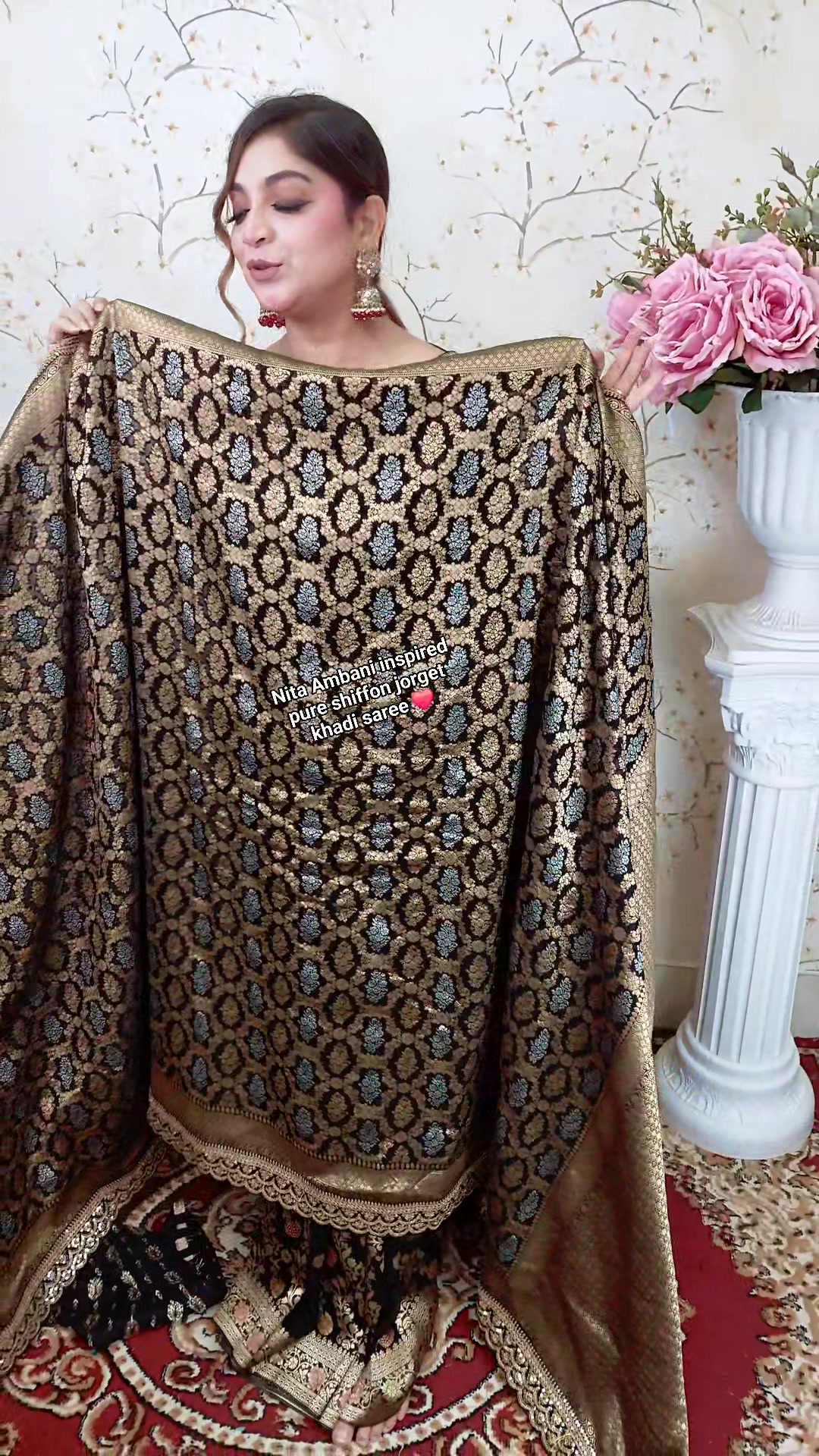 Nita Ambani inspired pure shiffon jorget khadi saree ️ What's up ...