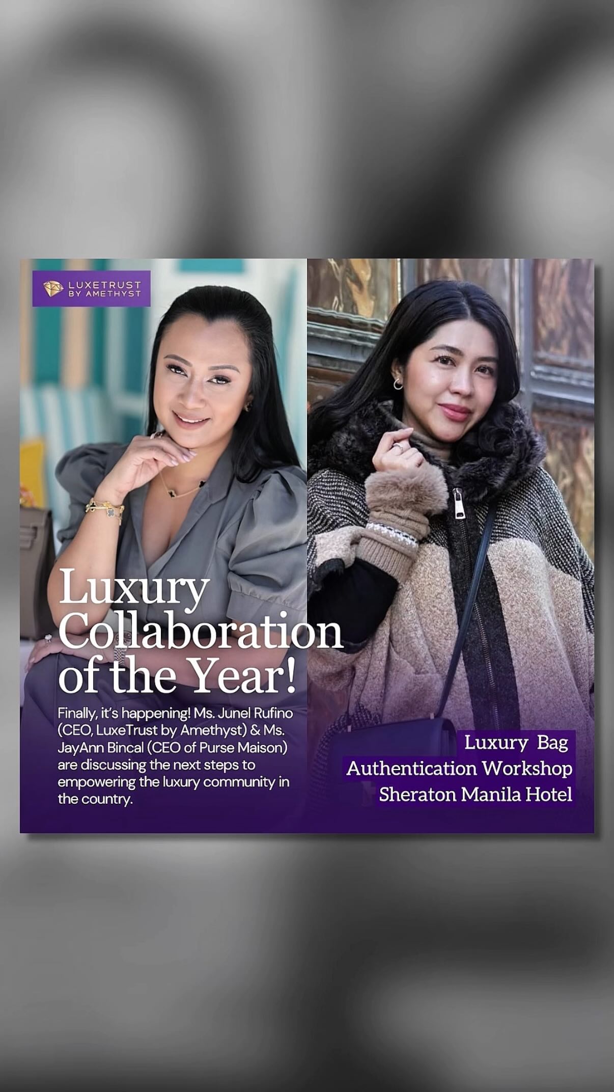 LuxeTrust by Amethyst x Purse Maison Junel Rufino and I are ...