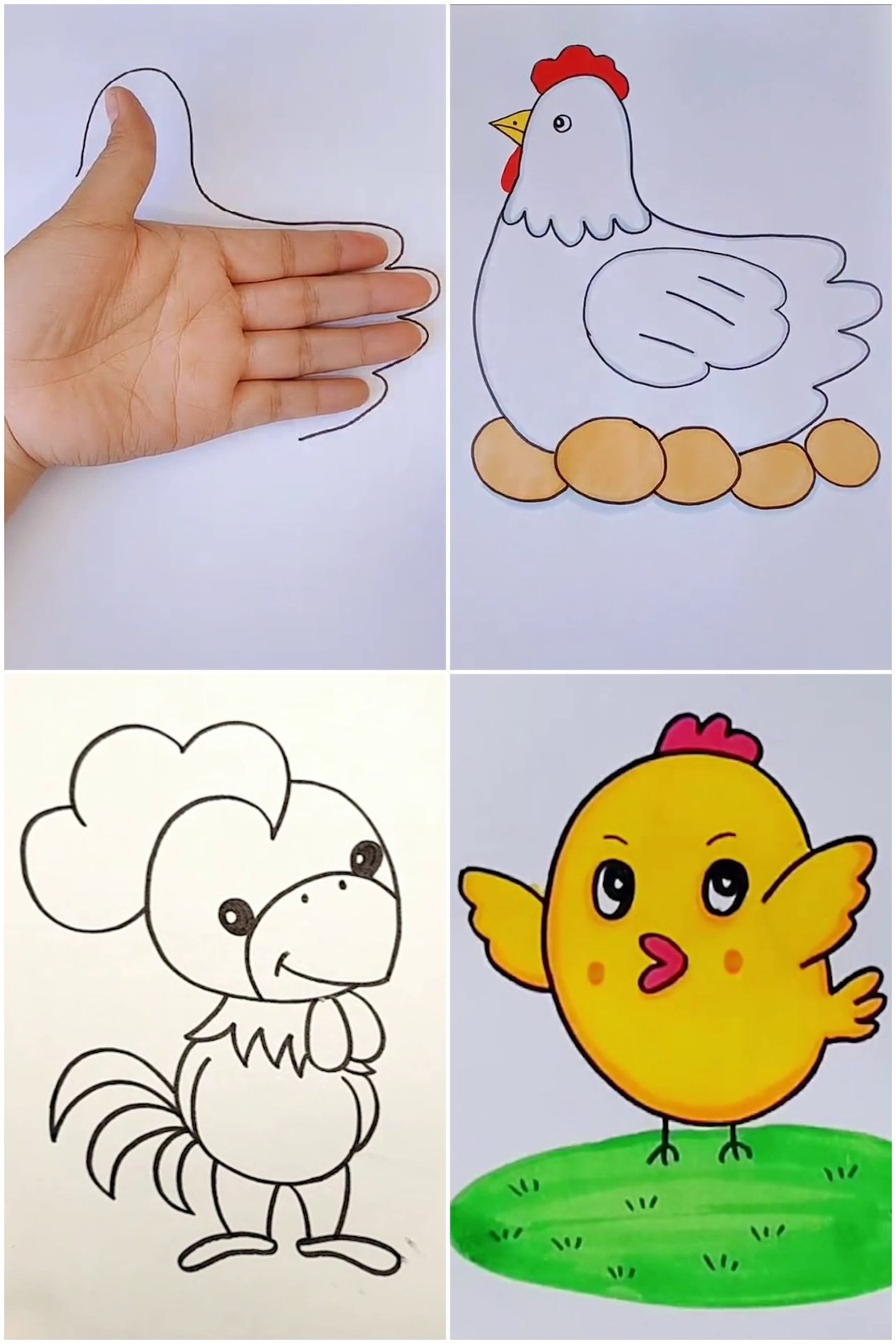 SImple Animal Drawing Tutorials with Tricks | Handprint Animal Drawing ...