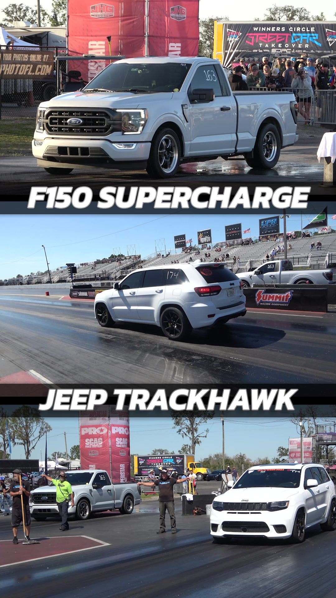 Ford F150 Whipple Supercharge vs Jeep TrackHawk Drag Racing @ Bradenton ...