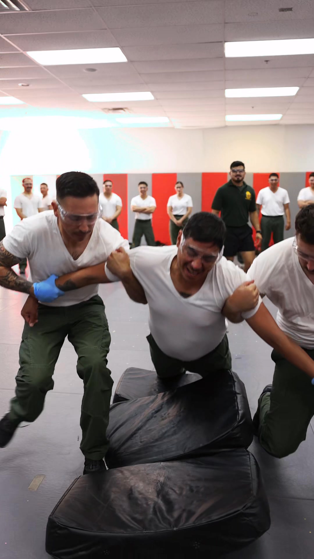 Class 1312 conducting their defensive tactics evaluation. It is
