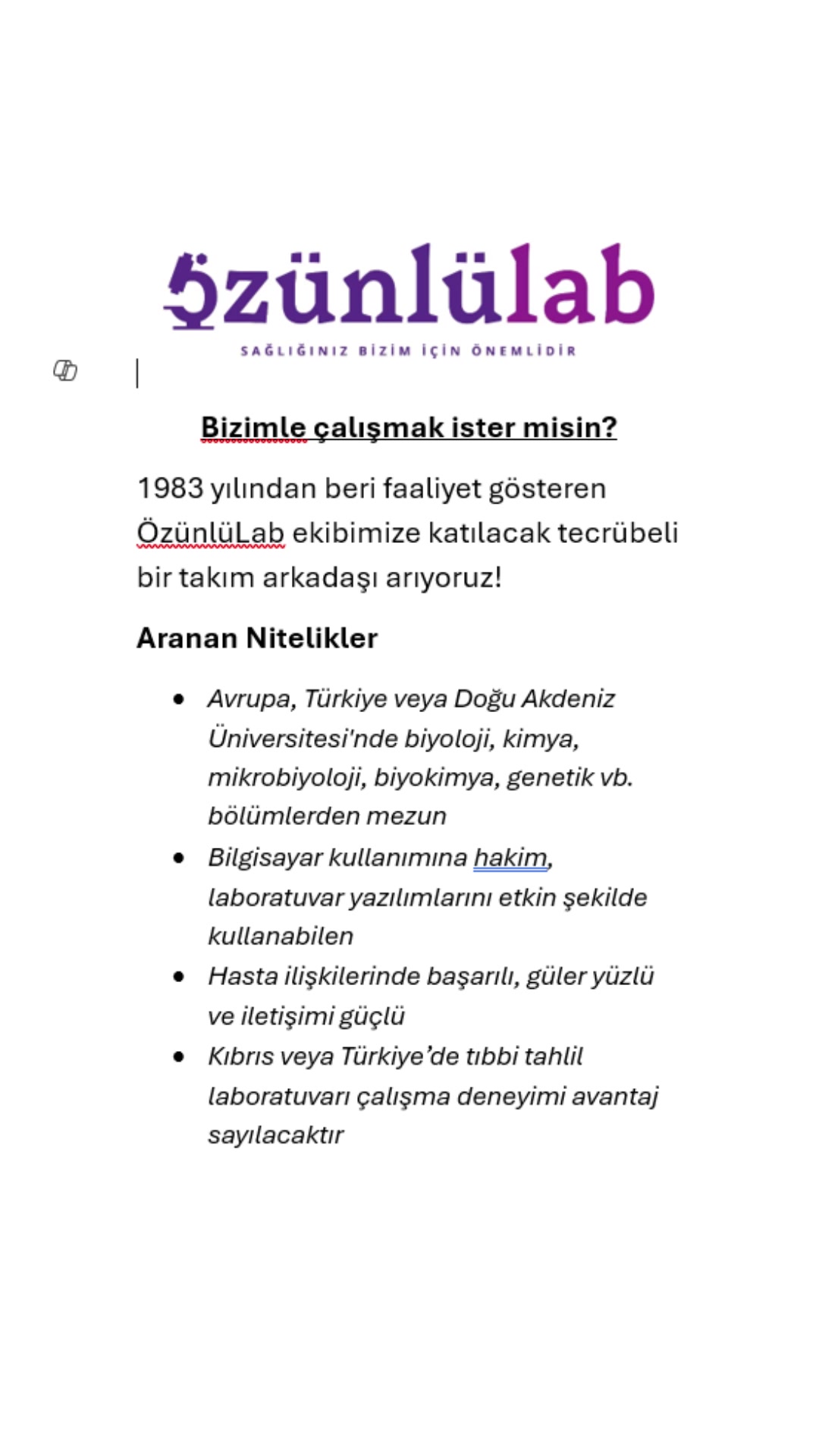 Özünlü Lab | Lefkosa