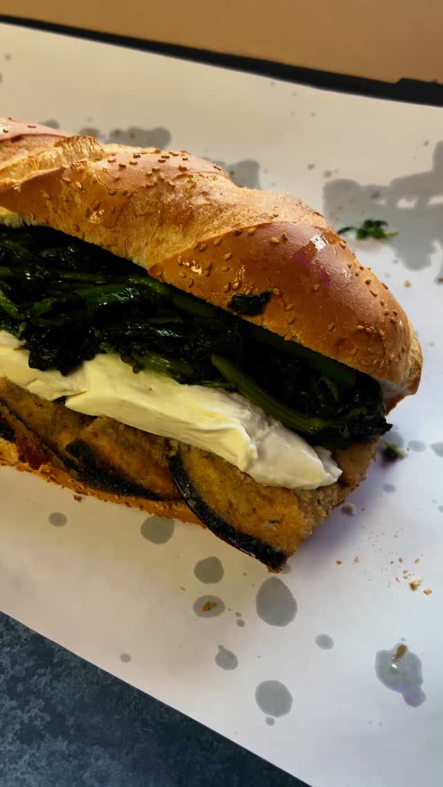 Fried Eggplant. Fresh Mozzarella. Broccoli Rabe. 3 foot hero 😍🍷🇮🇹💙🤌🏻 ...