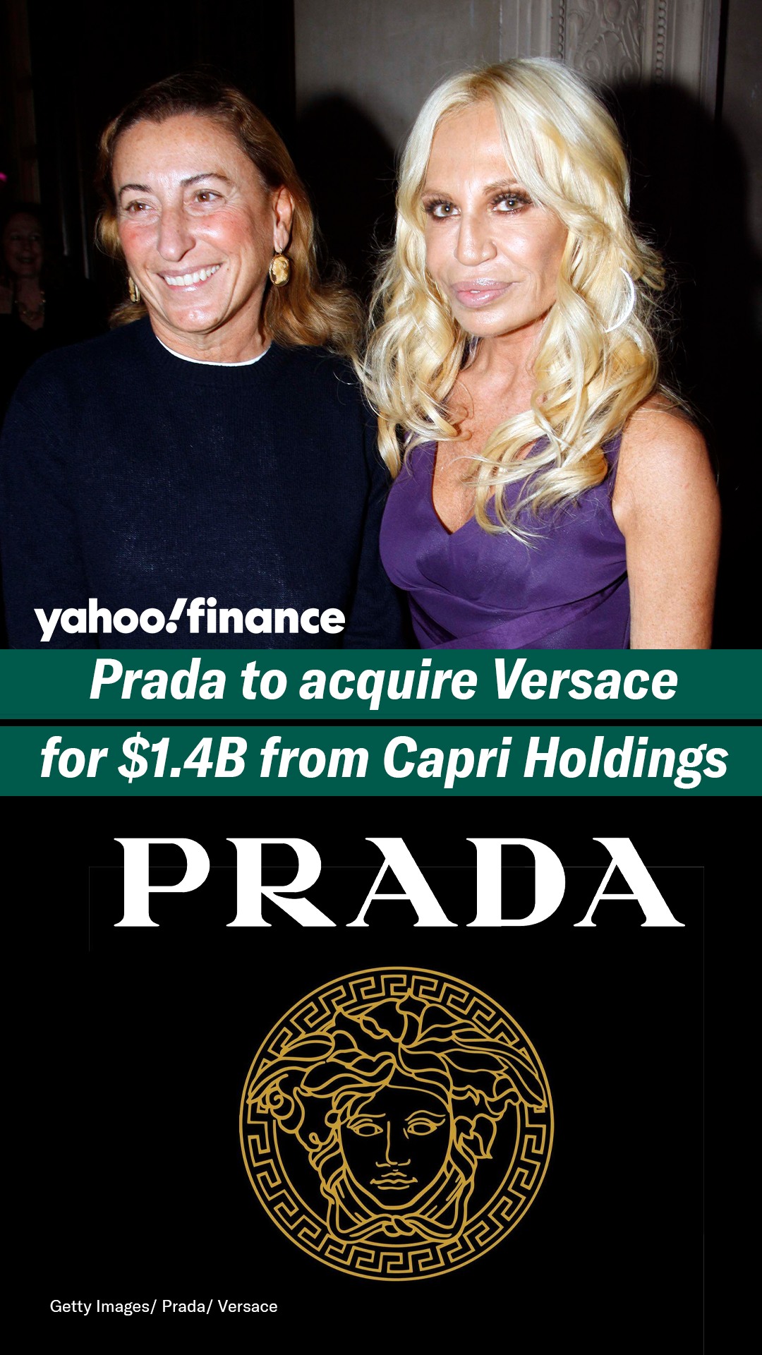 Luxury brand Prada is buying Versace for $1,400,000,000. 💰