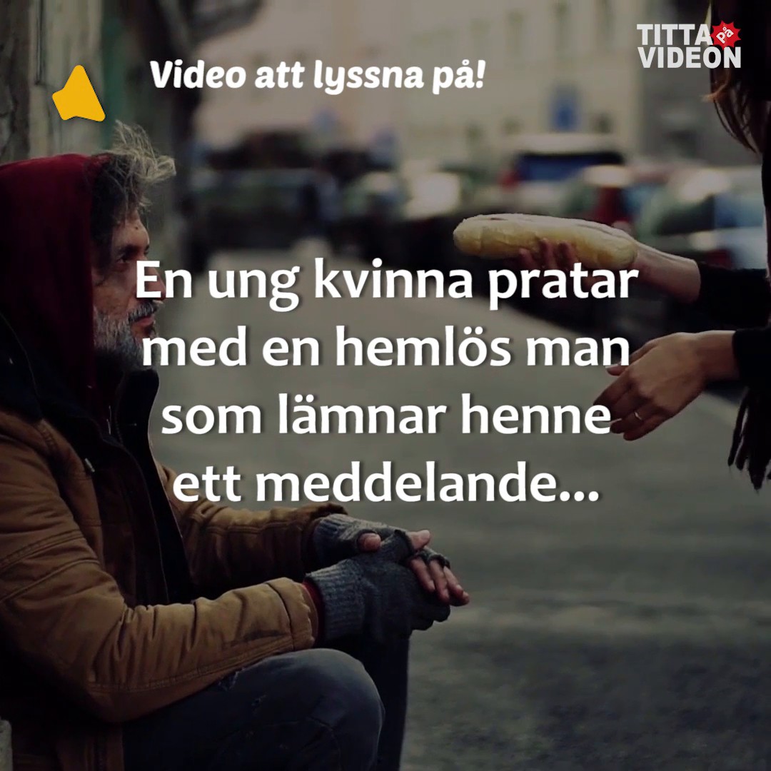 En tjej går fram till en hemlös ung man för att prata med honom, kille ...