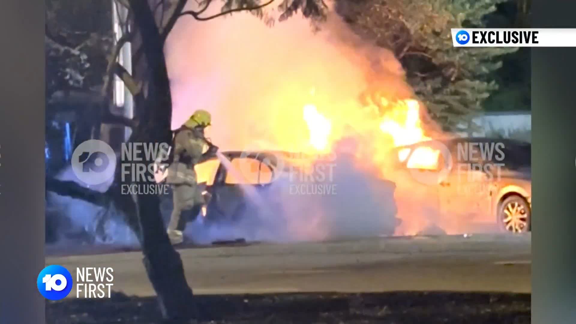EXCLUSIVE: A teenage driver has had a narrow escape after a fiery crash ...