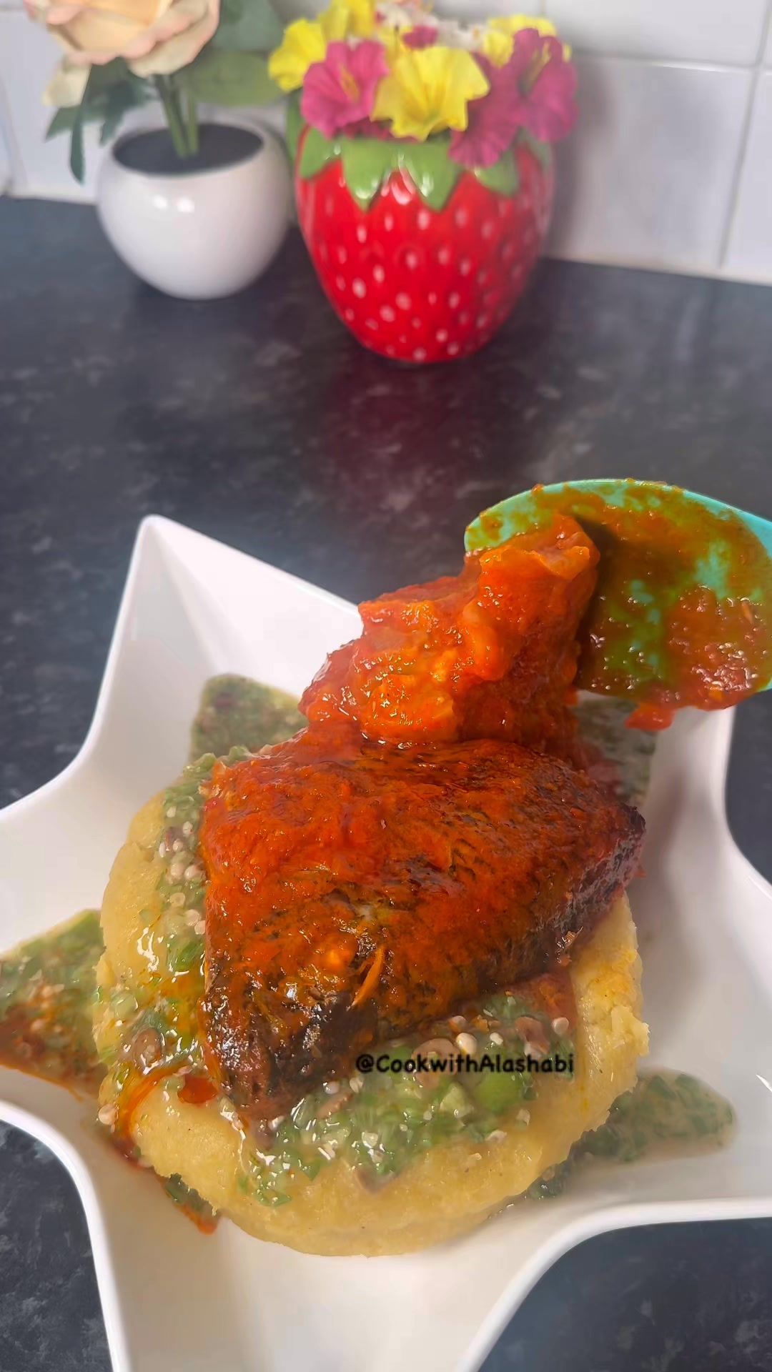 Silky okro, soft eba, and my leftover rich tilapia stew that brings ...