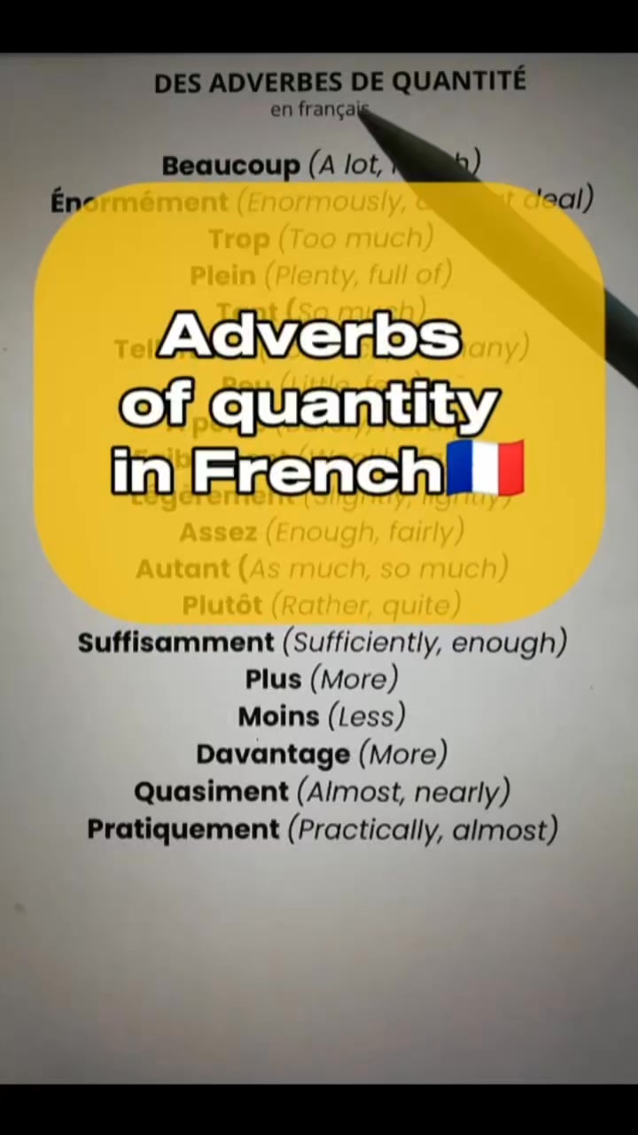 Adverbs of quantity in French 🇨🇵 #frenchteacher #frenchlesson # ...