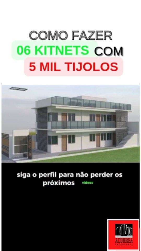 Projeto de 06 kitnets em terreno de 08m x 20m, gerando uma renda ...