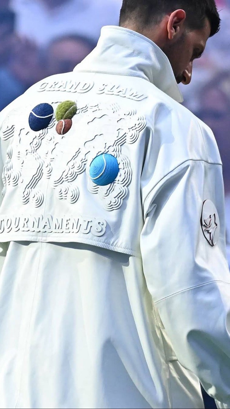 Novak Djokovic's custom Lacoste jacket at US Open 2025