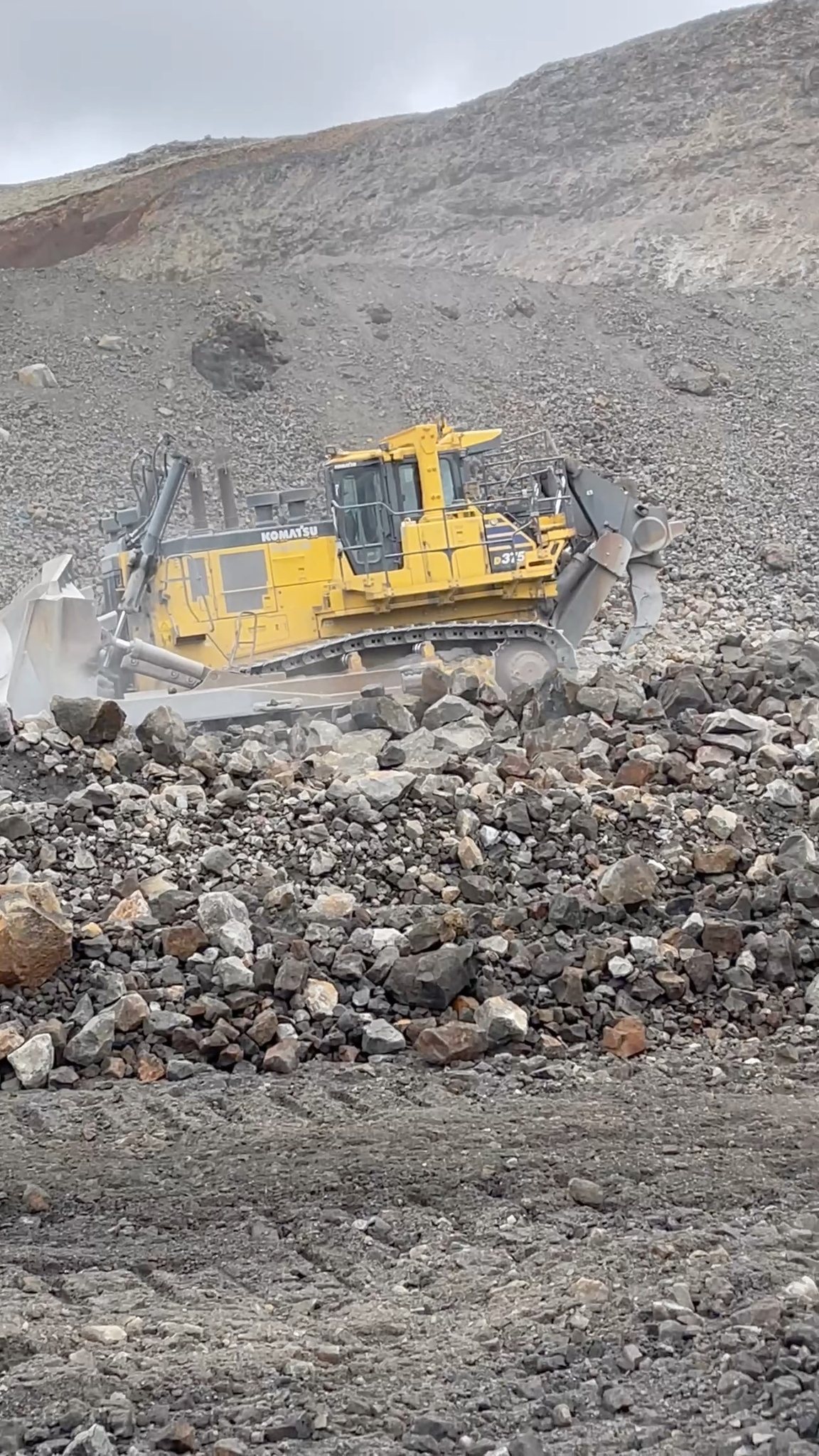 Hitachi ZX490 loading rock at a quarry in Iceland.