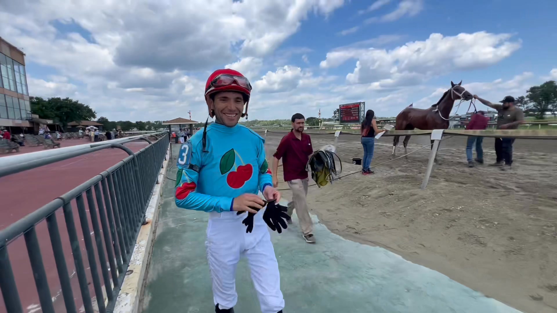 We talk with jockey Mychel Sanchez after his front running win on Fast ...
