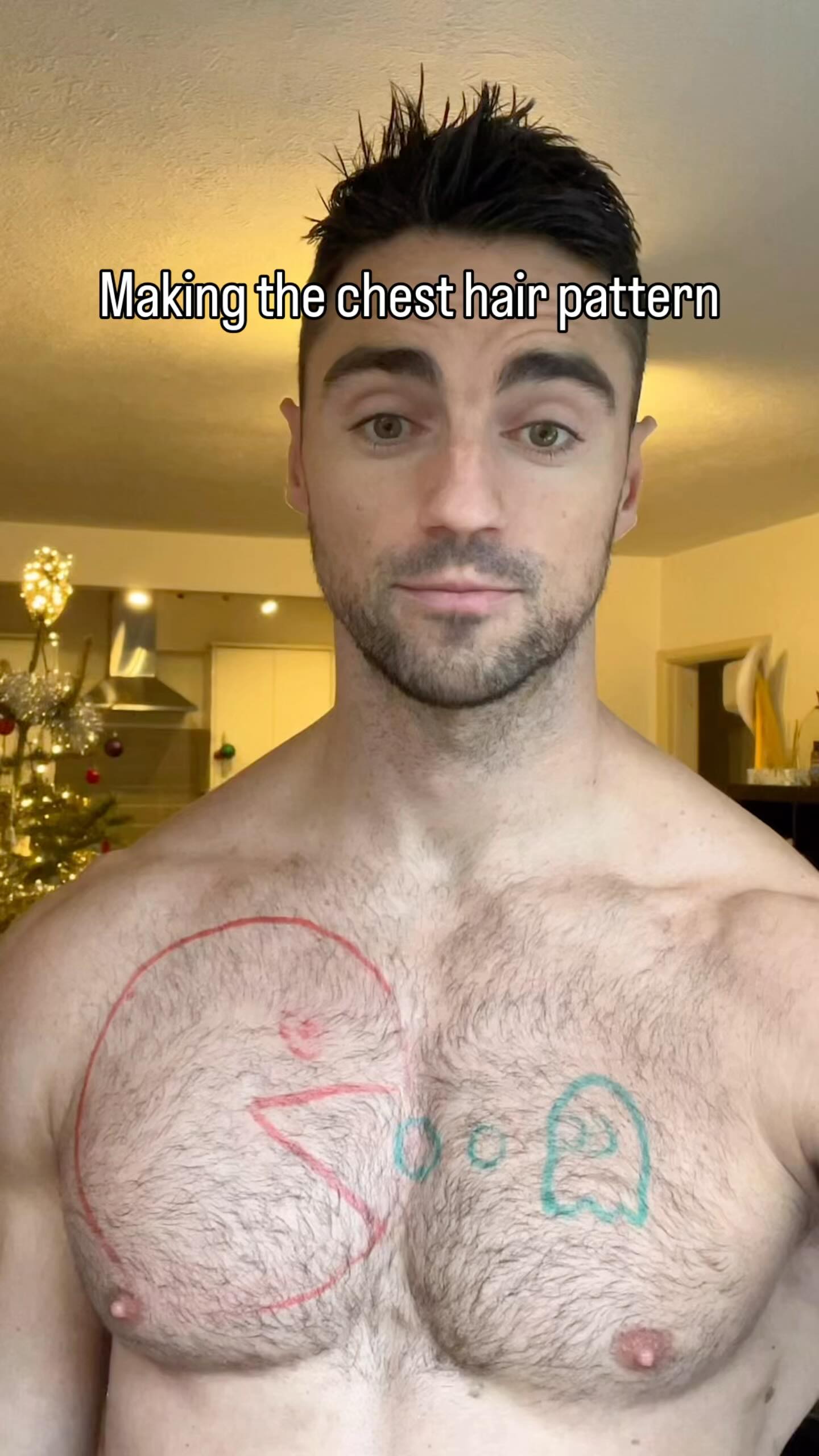 How the chest hair patterns are made: 🟡•••👻👻👻 First I draw the design ...