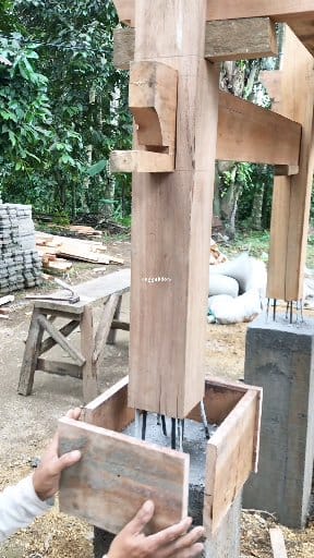 Membuat sambungan bagisting untuk cor coran cendi tiang rumah panggung ...