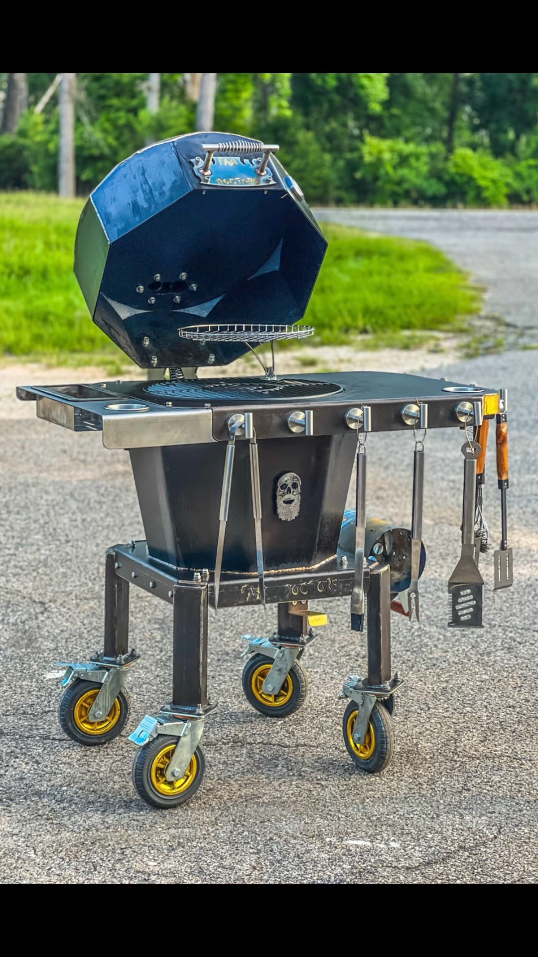 Grilling in style! Custom fabricated from 3/16” steel. 20” cast iron ...