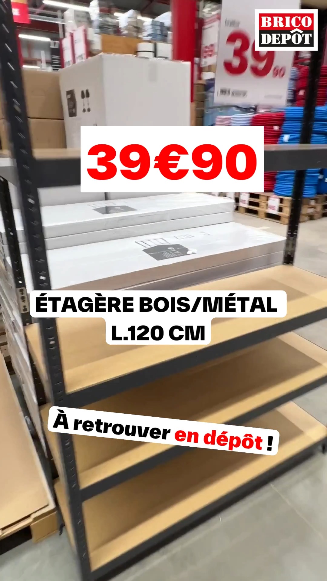 🆕 Nouvel arrivage en dépôt ! L’étagère bois et métal, parfaite pour organiser votre espace avec style et robustesse. 🛠️✨, 👉 Encore plus d'Arrivages et de produits à prix dépôts sur notre site ou