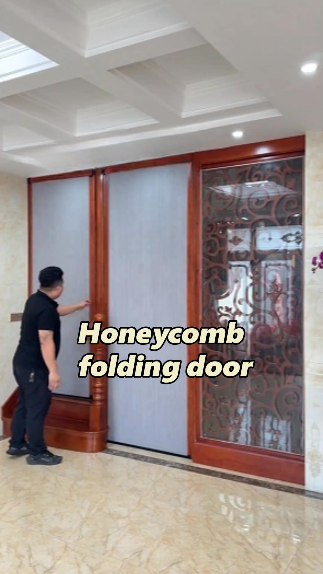 The invisible partition door with no drilling design only takes 15 ...