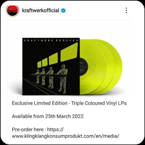 kraftwerkofficial remixes. Exclusive limited edition coloured
