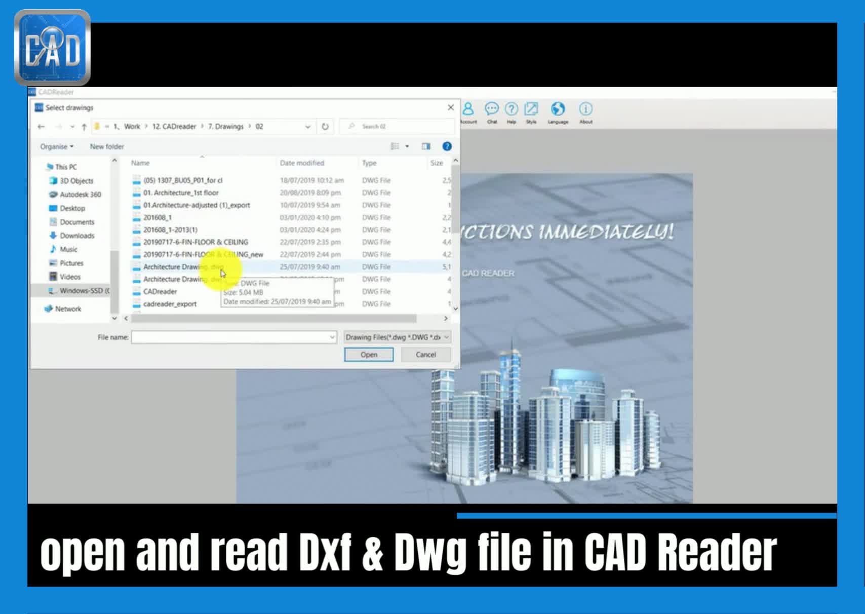 Tutorial video of how to quickly open .dwg or .dxf files in CAD Reader ...