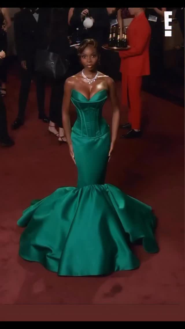 christian siriano green dress Olandria in Custom Gown at the Golden Globes green sequin mini dress