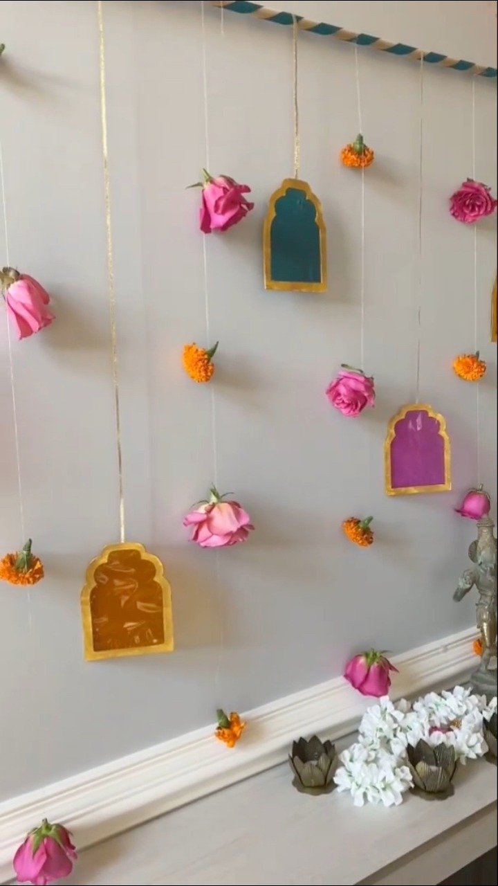 Created these hanging jarokha windows using colored cellophane. Perfect ...