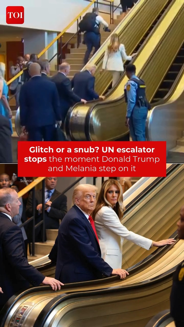 Glitch or a snub? UN escalator stops the moment Donald Trump & Melania ...
