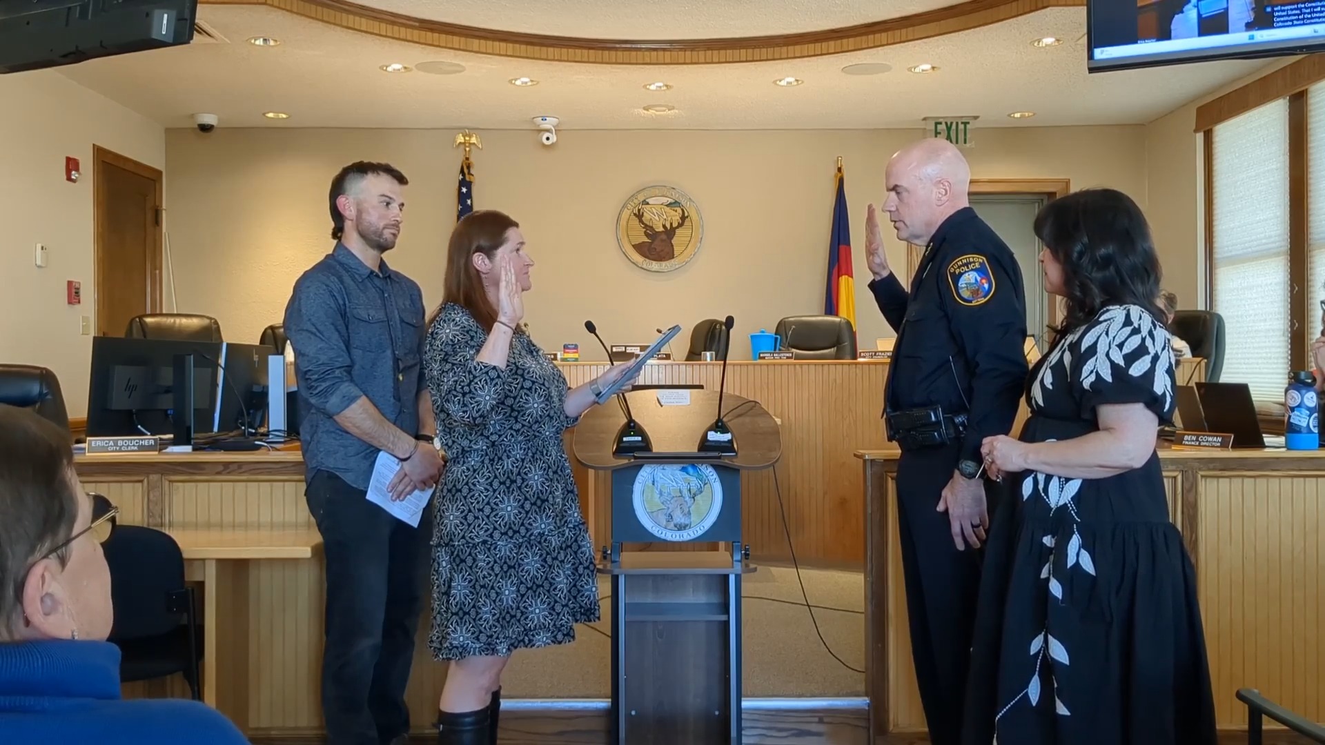 Chief of Police Sam Costello taking the Oath of Office. 4/8/2025 ...