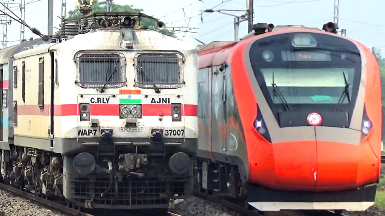 Wap7 LHB Rajdhani+Vande Bharat+Jan Shatabdi Express & EMU Local Train ...