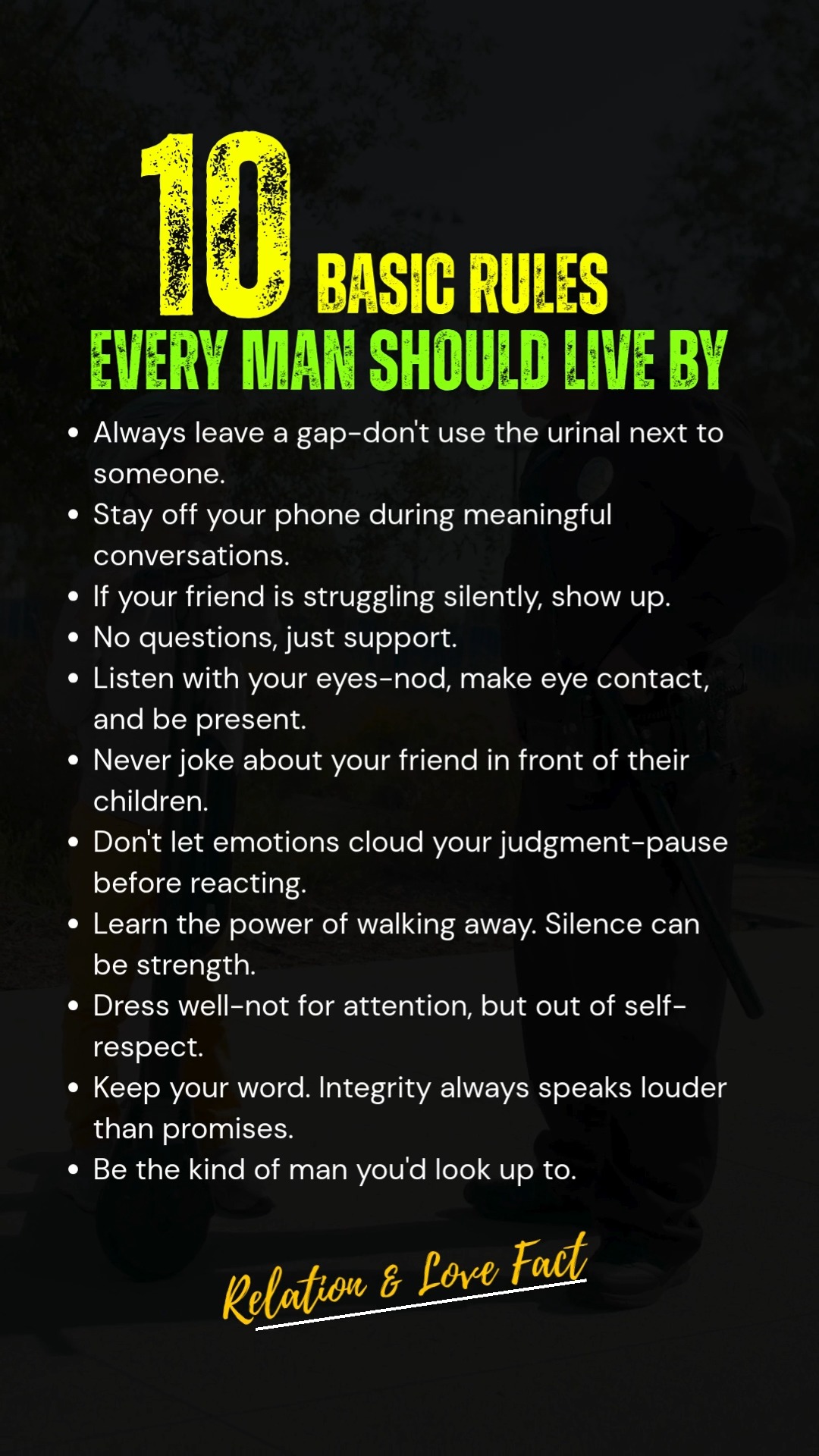 10 Basic Rules Every Man Should Live By | Relation & Love Fact | Facebook