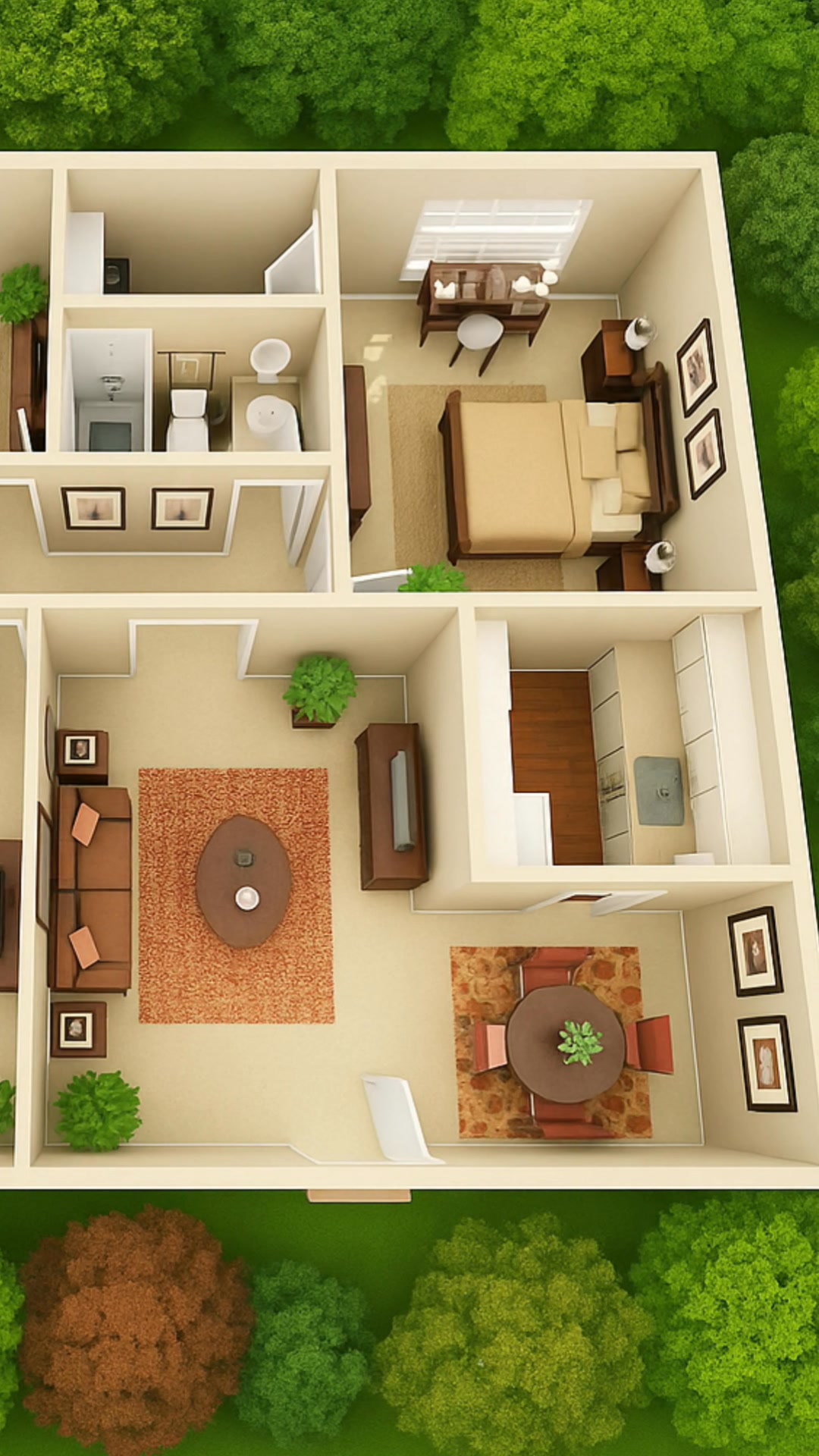 3D Floor Plan for Modern Three Bedroom House | Home Design Ideas ...
