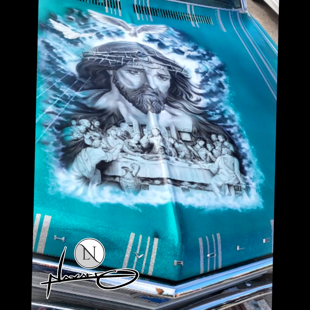 The airbrushed mural I did on the '69 Impala Lowrider features a ...