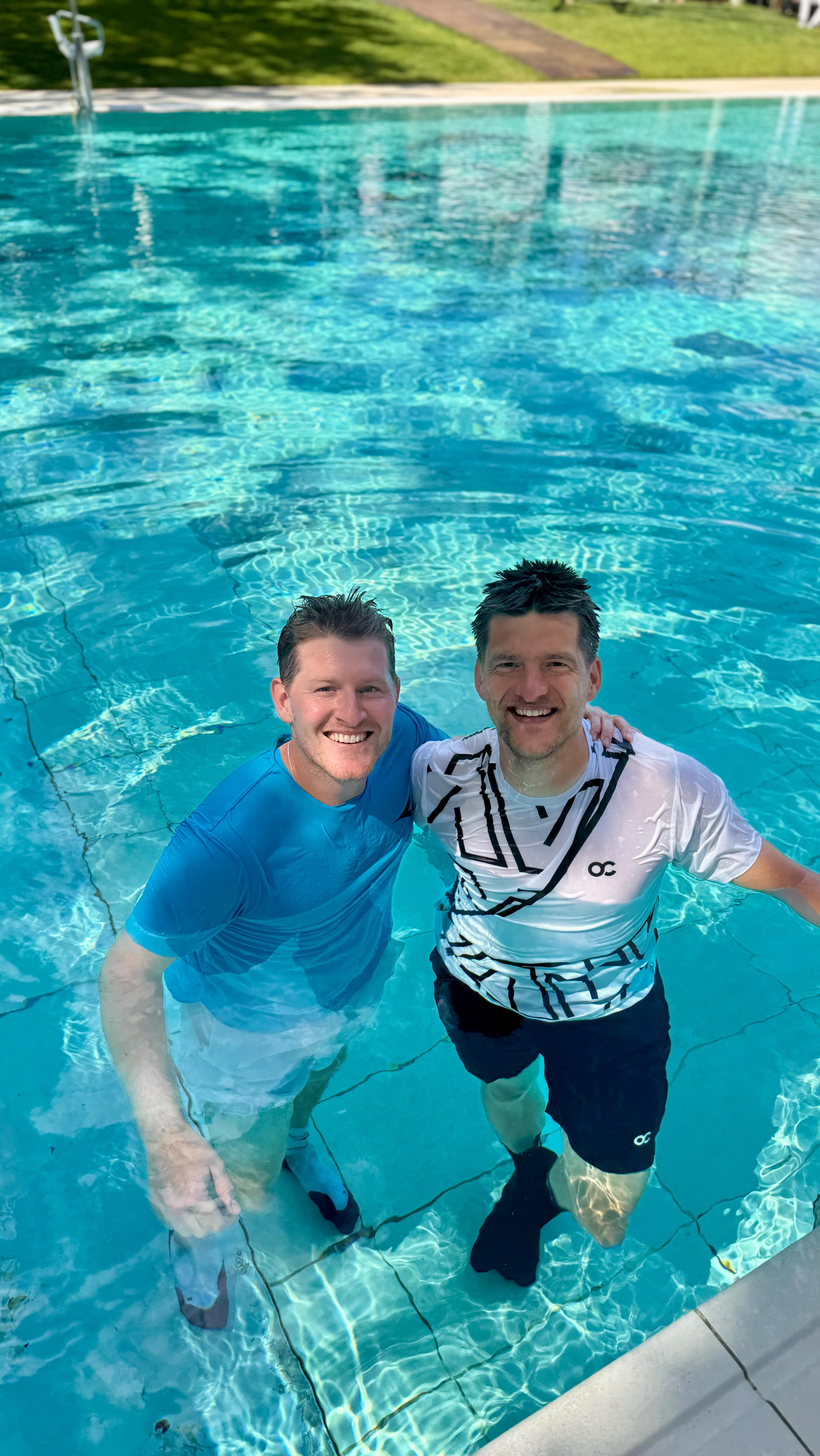 Iconic pool jump incoming 💦 Johnson and Arends are your doubles ...