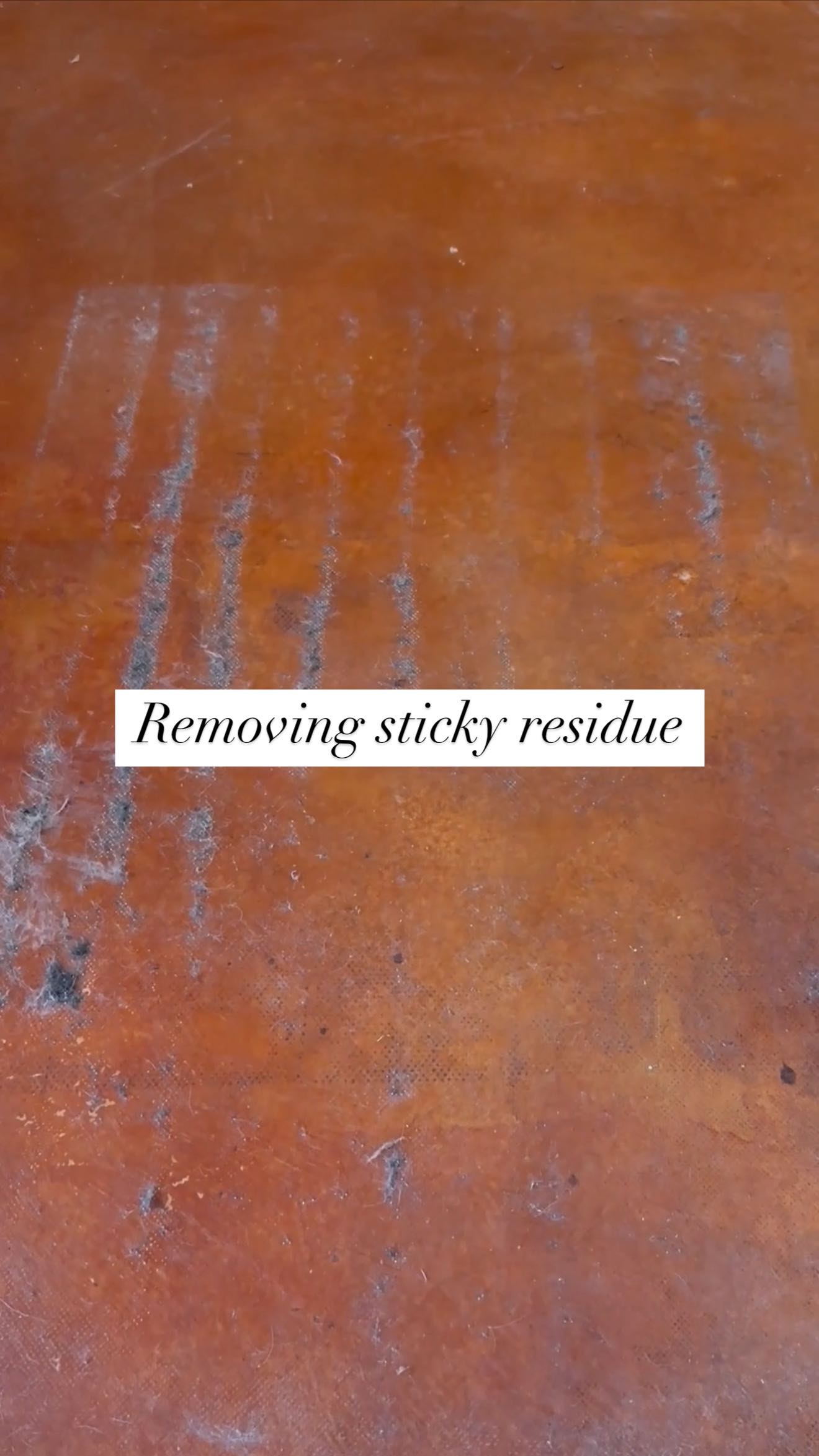 This was sticky residue left over by nonslip pads for rugs. Comment goo ...