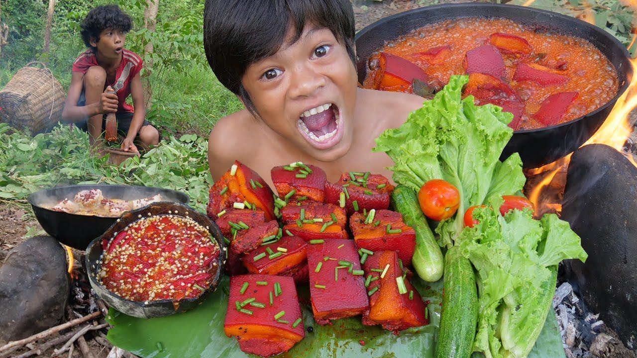 Primitive Technology - Eating Delicious In Jungle - Cooking And Braised ...