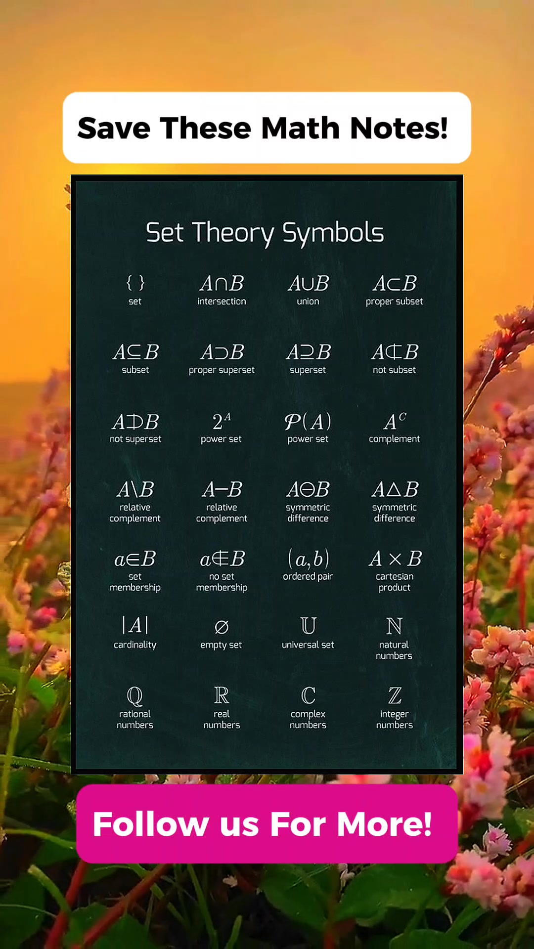 Set Theory Math Notes Symbols - Math Tricks Tutorial | Facebook