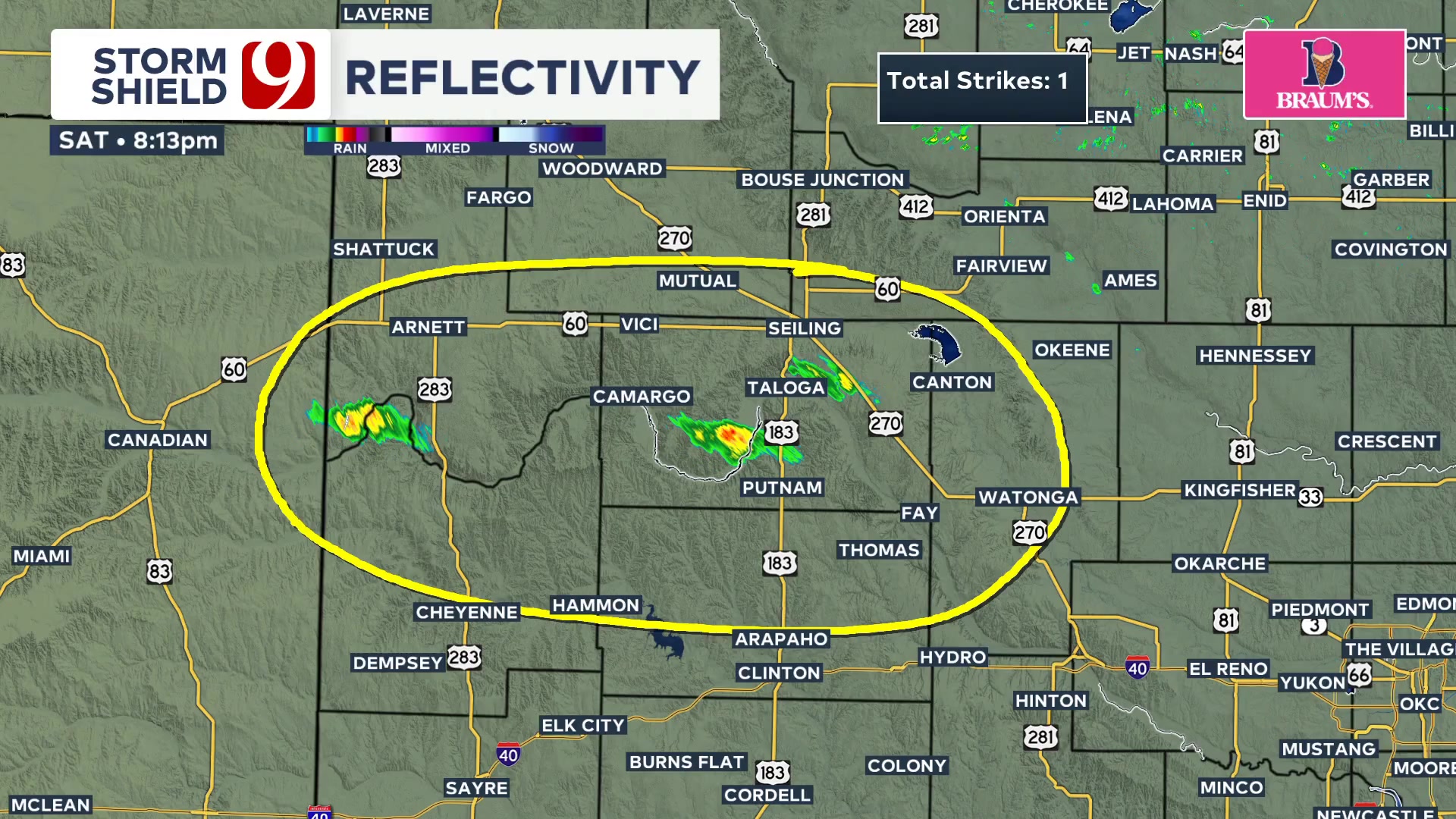 Radar Update 8:13 PM - Watching storms try to develop in Ellis and ...