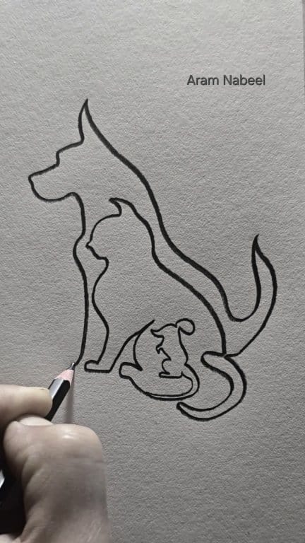 Drawing of a mouse, a cat and a dog #aram_nabeel #fyp #viral #trend # ...