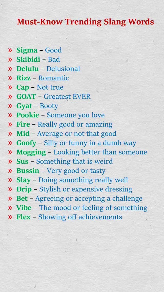 Trending slang words🍁☘️ . . . . . . . . . . . . . . . . . #learning# ...