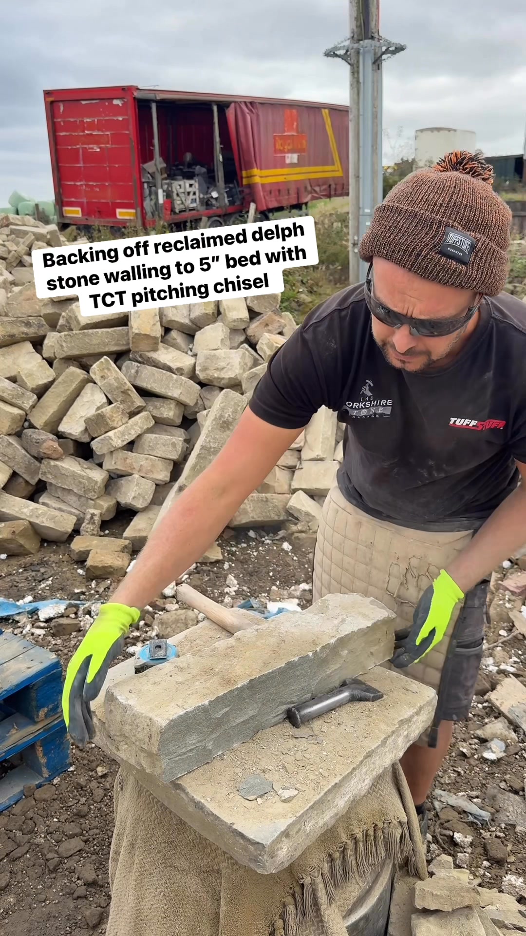 Backing off reclaimed delph stone walling to 5” bed with TCT pitching ...